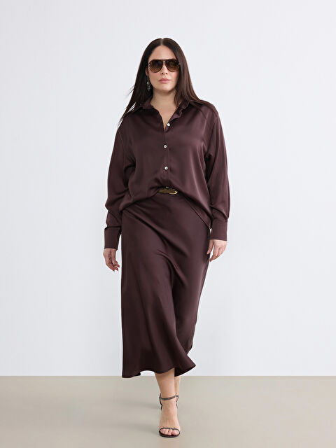 Soulife Büyük Beden Beli Lastikli A Kesim Etek - W5ON30Z8-J0V