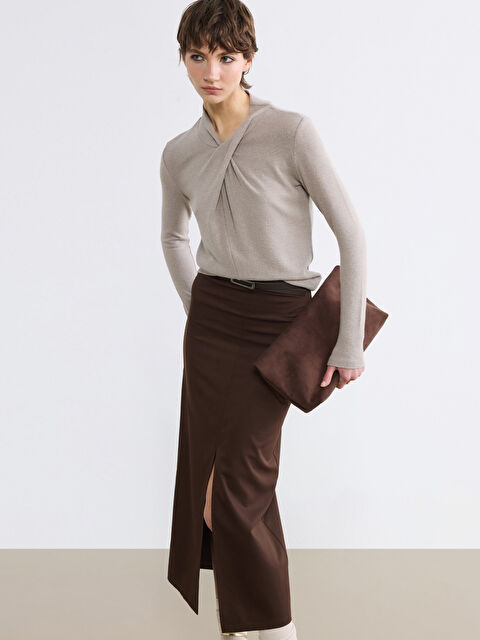 Soulife Dik Yaka Büzgülü Bluz - W5ON62Z8-DU7