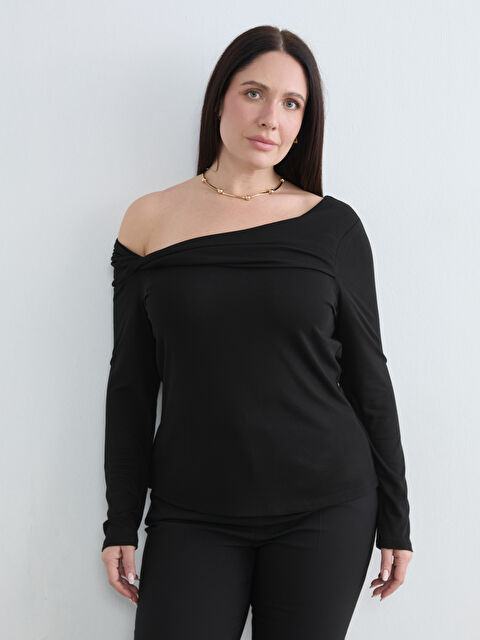 Soulife Kayık Yaka Büzgülü Bluz - W5ON63Z8-CVL