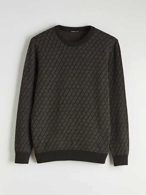 LCWAIKIKI Classic Bisiklet Yaka Desenli Erkek Triko Kazak - W5ON74Z8-D3A