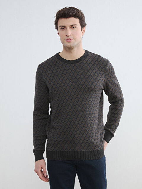 LCWAIKIKI Classic Bisiklet Yaka Desenli Erkek Triko Kazak - W5ON74Z8-D3A