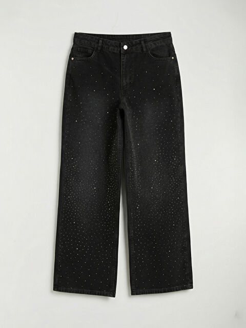 LCW Jeans Taşlı Wideleg Kadın Jean Pantolon	 - W5ON76Z8-327