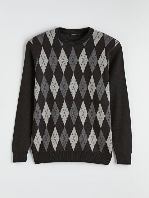 LCWAIKIKI Classic Bisiklet Yaka Baklava Desenli Erkek Triko Kazak - W5OO05Z8-L8N