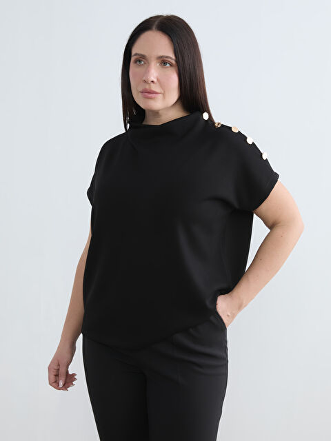 Soulife Büyük Beden Dik Yaka Bluz - W5OO07Z8-CVL