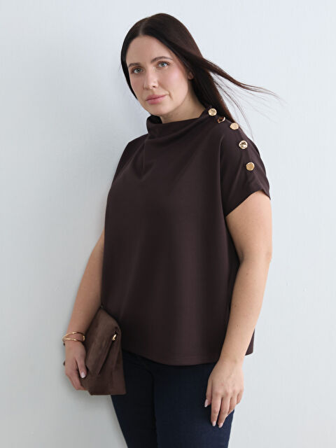 Soulife Büyük Beden Dik Yaka Bluz - W5OO07Z8-J0V