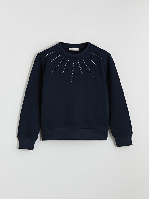 Natuvera Bisiklet Yaka Taşlı Kadın Sweatshirt - W5OO08Z8-ZZU