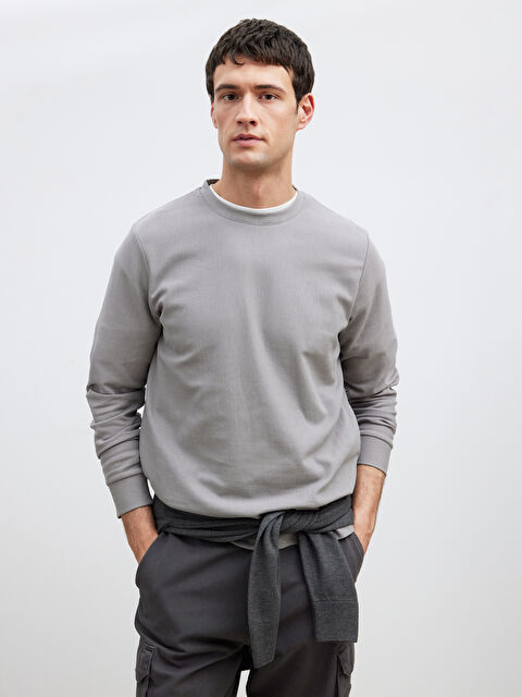 LCW Vision Bisiklet Yaka Erkek Sweatshirt - W5OO12Z8-CUZ