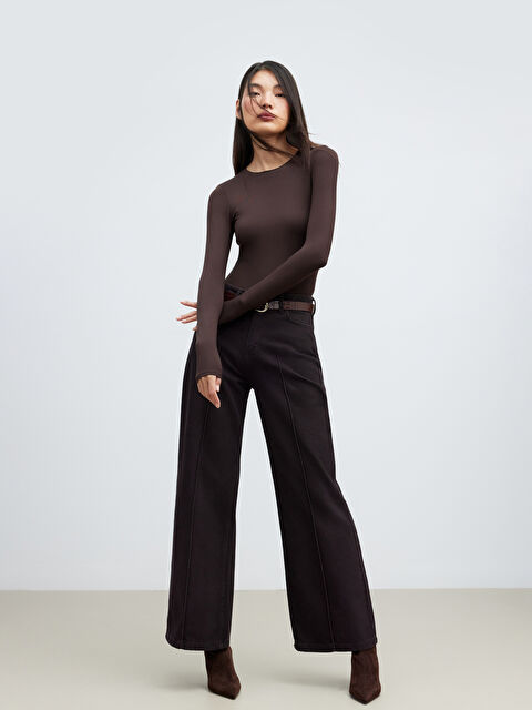 LCW Vision Beli Kemerli Wideleg Kadın Jean Pantolon - W5OO34Z8-J0V