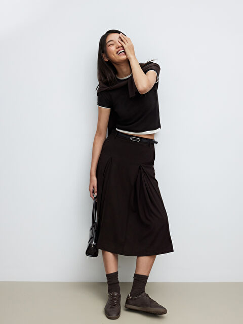 LCW Modest Beli Kemerli Pileli Etek - W5OO58Z8-J0V