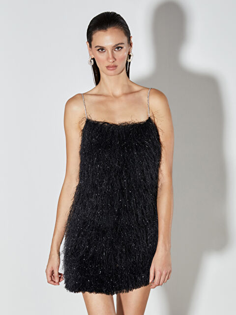 Soulife Kare Yaka Askılı Triko Mini Elbise - W5OO88Z8-CVL