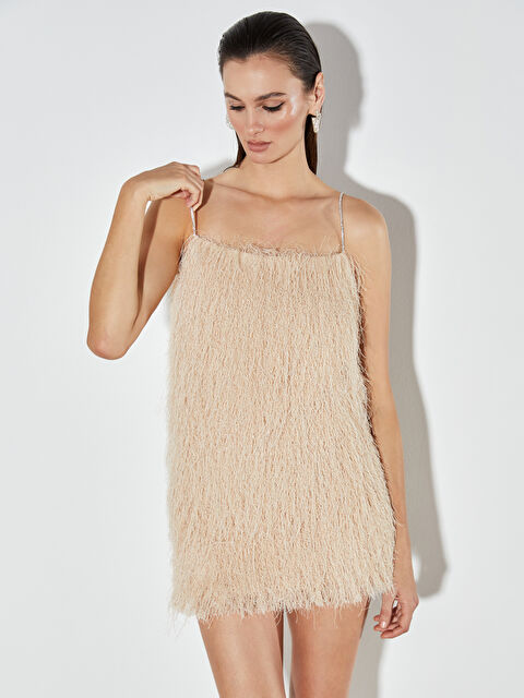 Soulife Kare Yaka Askılı Triko Mini Elbise - W5OO88Z8-CZB