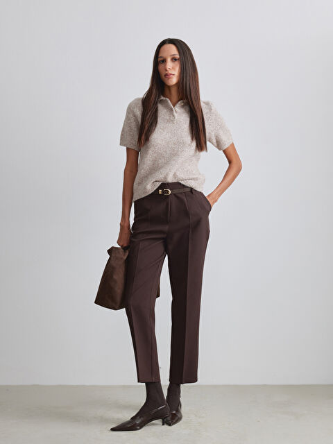 LCW Vision Beli Kemerli Havuç Kesim Kadın Pileli Pantolon - W5OP06Z8-J0V