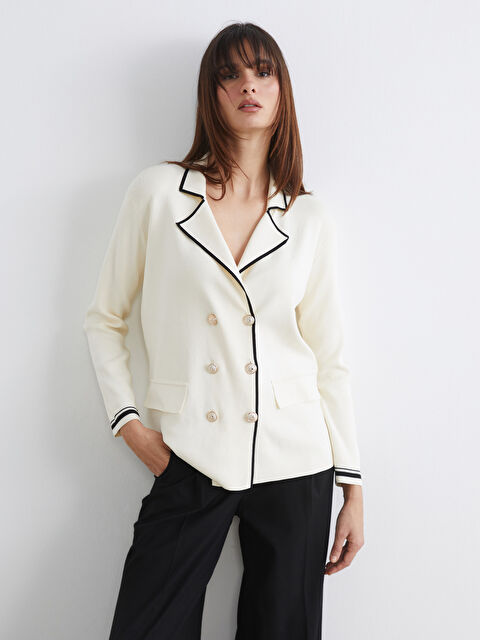 Soulife Kruvaze Yaka Kadın Triko Ceket	 - W5OP23Z8-EEW