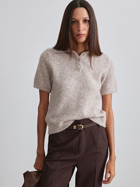 LCW Vision Polo Yaka Yün Karışımlı Kadın Triko Kazak	 - W5OP36Z8-CTL