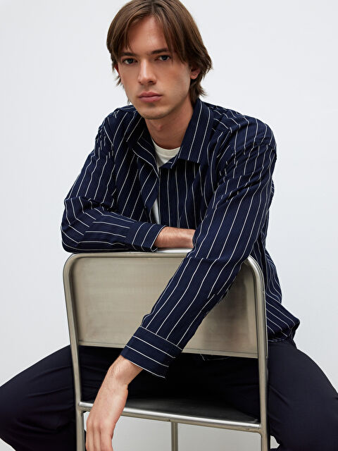 LCW Vision Regular Fit Çizgili Erkek Gömlek - W5OP39Z8-LGS