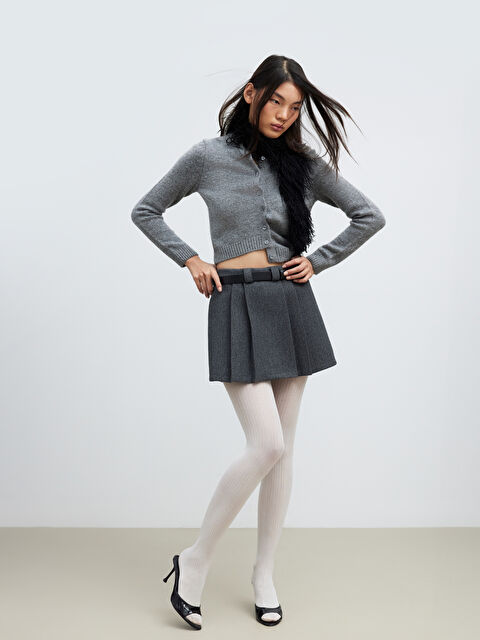 LCW Modest Beli Kemerli Pileli Şort Etek - W5OP91Z8-CUZ