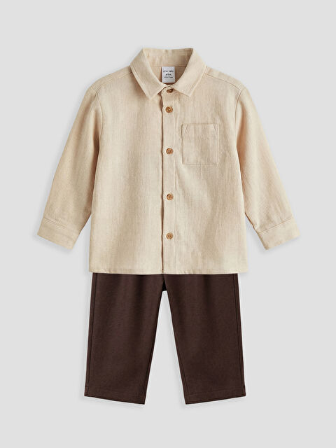 LCW baby Erkek Bebek Gömlek ve Pantolon Takım