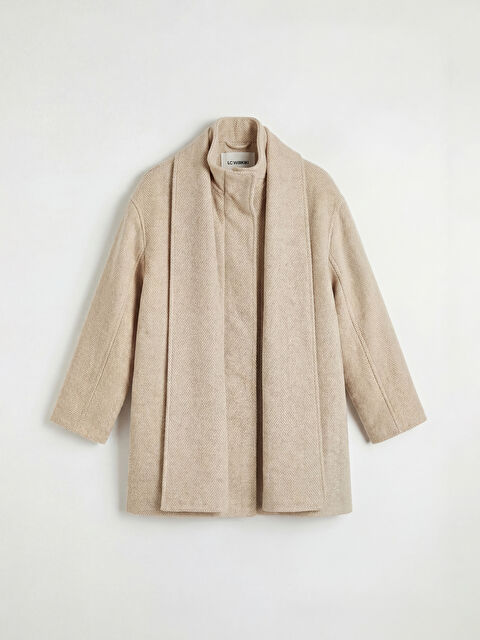 LCW Vision Atkılı Dik Yaka Kadın Kaşe Kaban - W5OQ19Z8-LQB