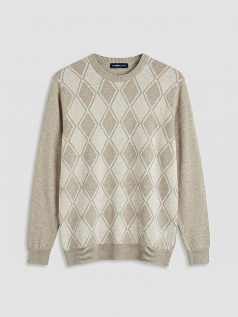 LCWAIKIKI Classic Bisiklet Yaka Baklava Desenli Erkek Triko Kazak - W5OQ23Z8-D2Y