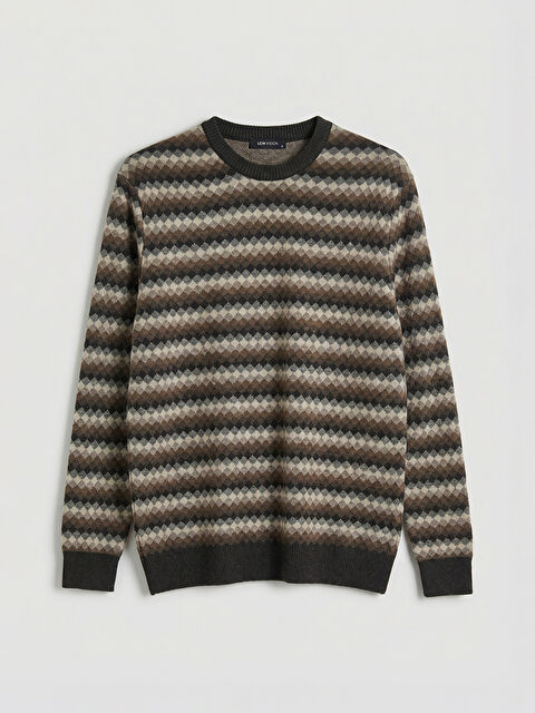 LCWAIKIKI Classic Bisiklet Yaka Desenli Erkek Triko Kazak - W5OQ54Z8-D3A