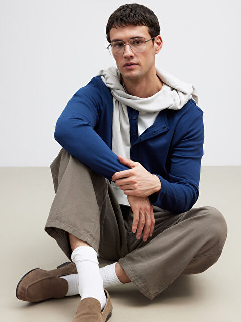 LCW Vision Düğmeli Bisiklet Yaka Yaka Uzun Kollu Erkek Tişört - W5OQ93Z8-CS6