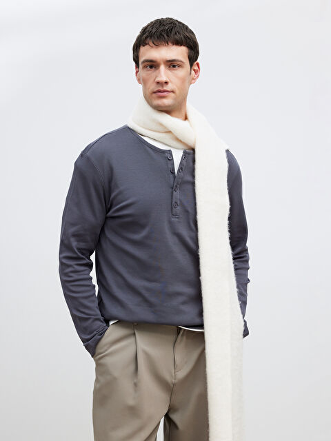 LCW Vision Düğmeli Bisiklet Yaka Yaka Uzun Kollu Erkek Tişört - W5OQ93Z8-CTH