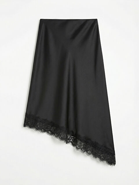 LCW Vision Dantel Detaylı Asimetrik Kesim Saten Etek - W5OR10Z8-CVL