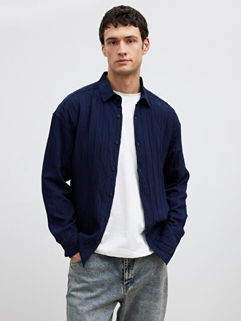 LCW Vision Regular Fit Çizgili Erkek Gömlek - W5OR22Z8-CRP