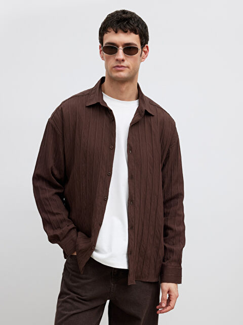 LCW Vision Regular Fit Çizgili Erkek Gömlek - W5OR22Z8-CT9