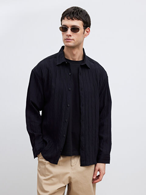 LCW Vision Regular Fit Çizgili Erkek Gömlek - W5OR22Z8-CVL