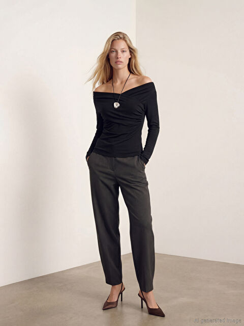 LCW Vision Yüksek Bel Havuç Kesim Kadın Pantolon - W5OR91Z8-CTH