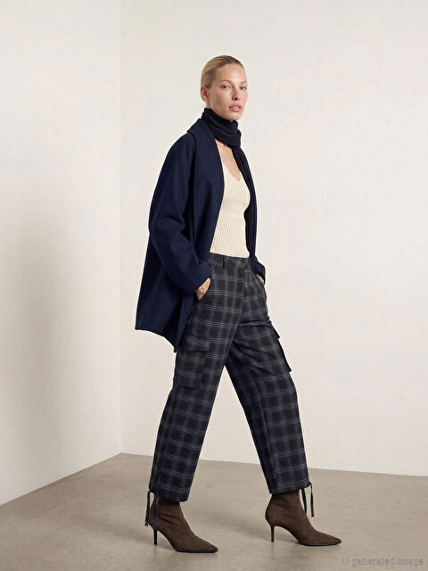 LCW Vision Ekose Kadın Kargo Pantolon - W5OR94Z8-CRP