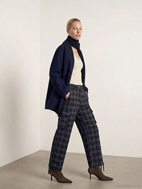 LCW Vision Ekose Kadın Kargo Pantolon - W5OR94Z8-CRP