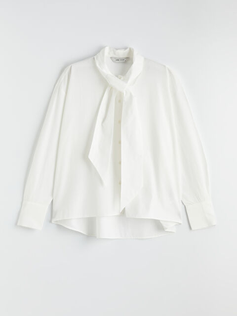 LCW Vision Bağlamalı Fular Yaka Poplin Kadın Gömlek - W5OS23Z8-Q6K