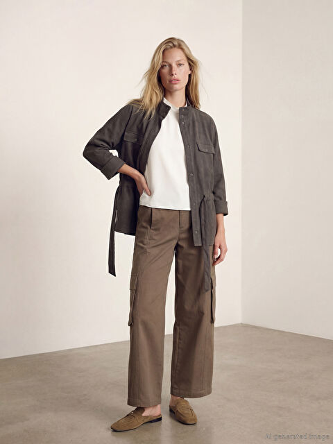 LCW Vision Yüksek Bel Geniş Paça Kadın Kargo Pantolon - W5OS30Z8-HMZ