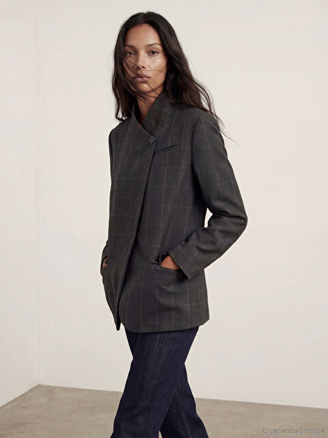 LCW Vision Dik Yaka Ekose Kadın Blazer Ceket - W5OS36Z8-CRP