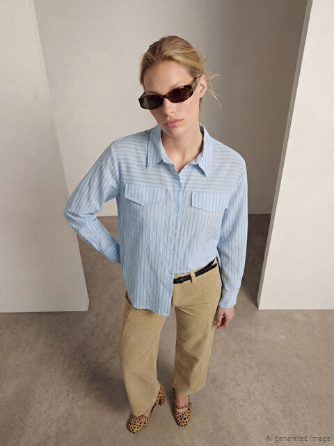 LCW Vision Çizgili Kadın Gömlek - W5OS55Z8-LEH