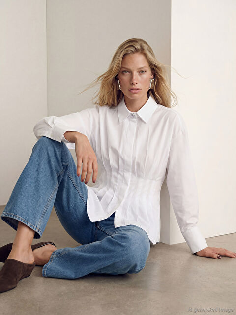 LCW Vision Kadın Pileli Peplum Gömlek - W5OS74Z8-Q6K