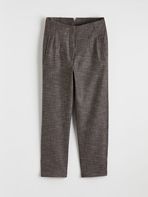 LCW Vision Dar Fit Ekose Kadın Pileli Kumaş Pantolon - W5OS89Z8-LKX