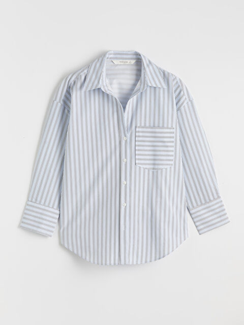 LCW Vision Çizgili Kadın Gömlek - W5OT10Z8-LEN