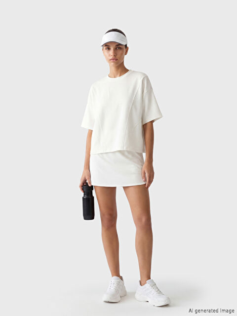 Natuvera Beli Lastikli Oval Kesim Mini Etek