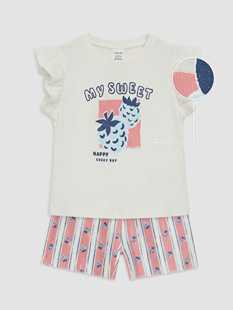 LCW baby Baskılı Kız Bebek Şortlu Takım