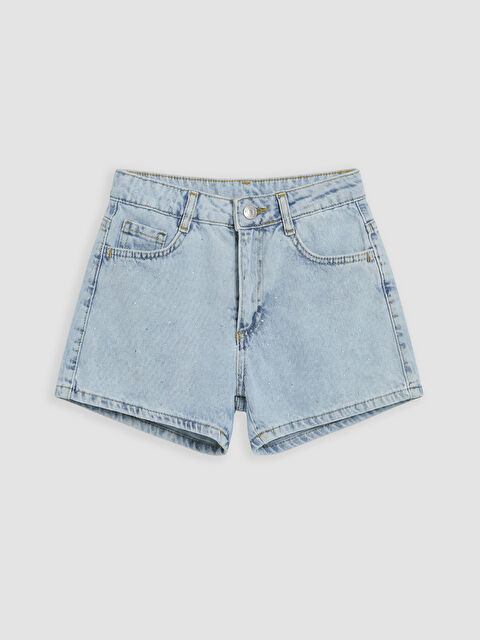 LCW Kids Taşlı Kız Çocuk Jean Şort