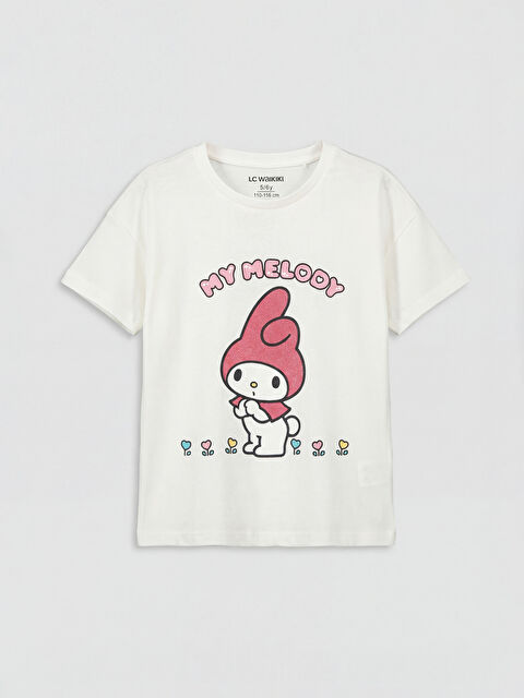 LCW Kids Bisiklet Yaka My Melody Baskılı Kız Çocuk Tişört