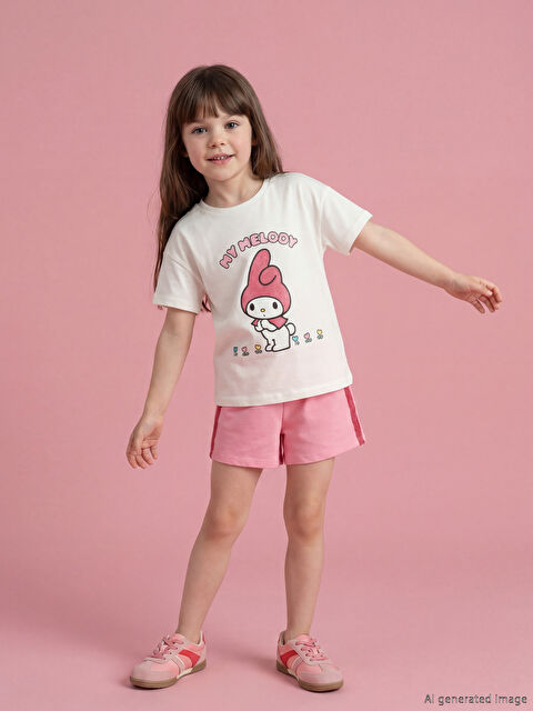 LCW Kids My Melody Baskılı Kız Çocuk Şortlu Takım