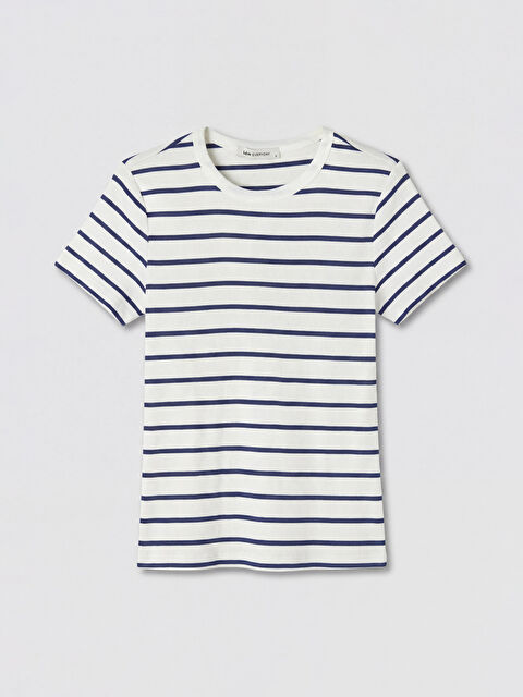 LCW EVERYDAY Bisiklet Yaka Çizgili Kadın Tişört