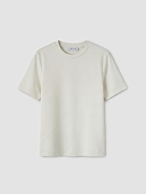 LCW Vision Bisiklet Yaka Soft Touch Kadın Tişört