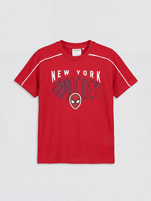 LCW Kids Bisiklet Yaka Spider-Man Baskılı Erkek Çocuk Tişört