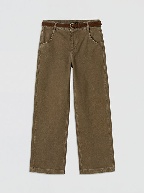 LCW Jeans Beli Kemerli Wideleg Fit Kadın Jean Pantolon