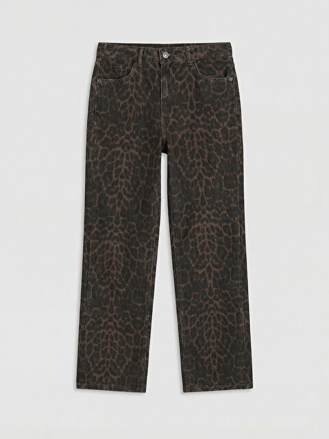 LCW Jeans Stragiht Fit Leopar Desenli Kadın Jean Pantolon